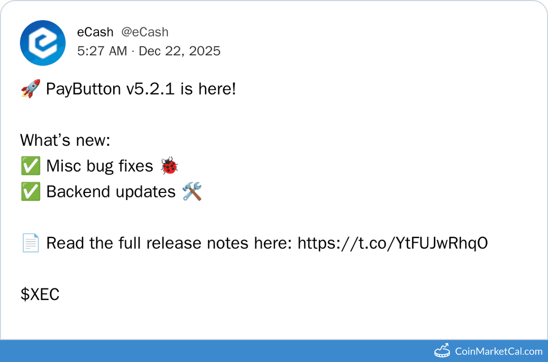 eCash PayButton V5.2.1 Release