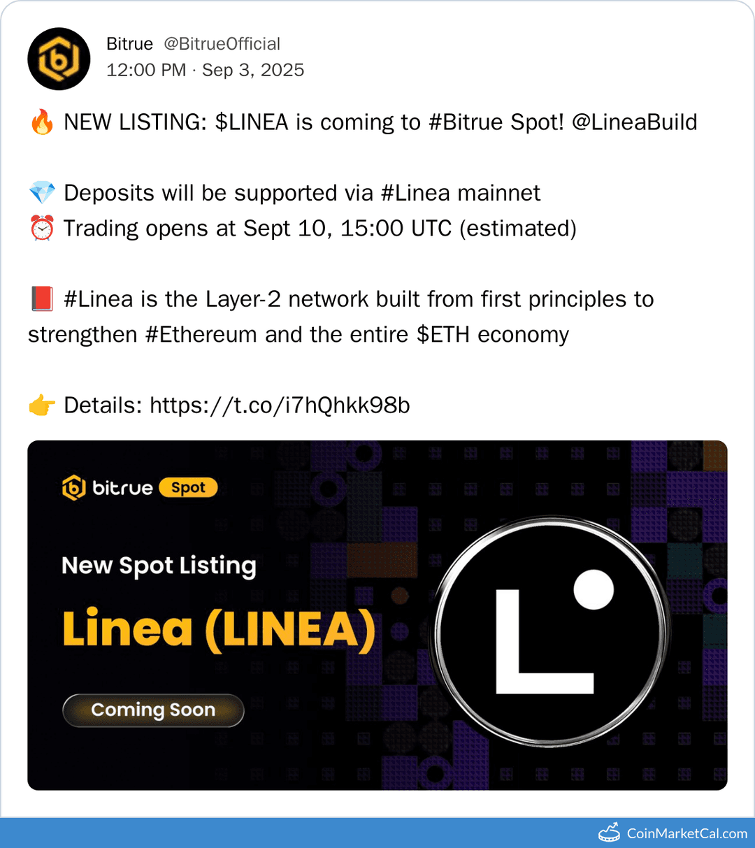 Linea ($LINEA) Listing on Bitrue