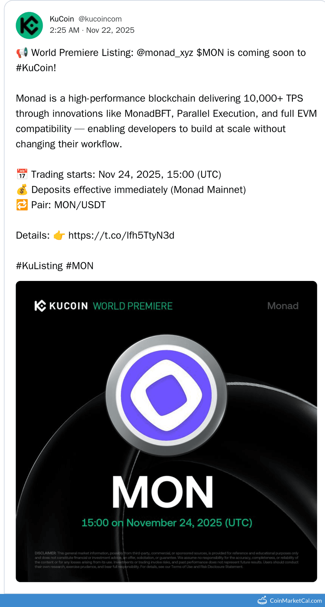 KuCoin Listing of Monad (MON)