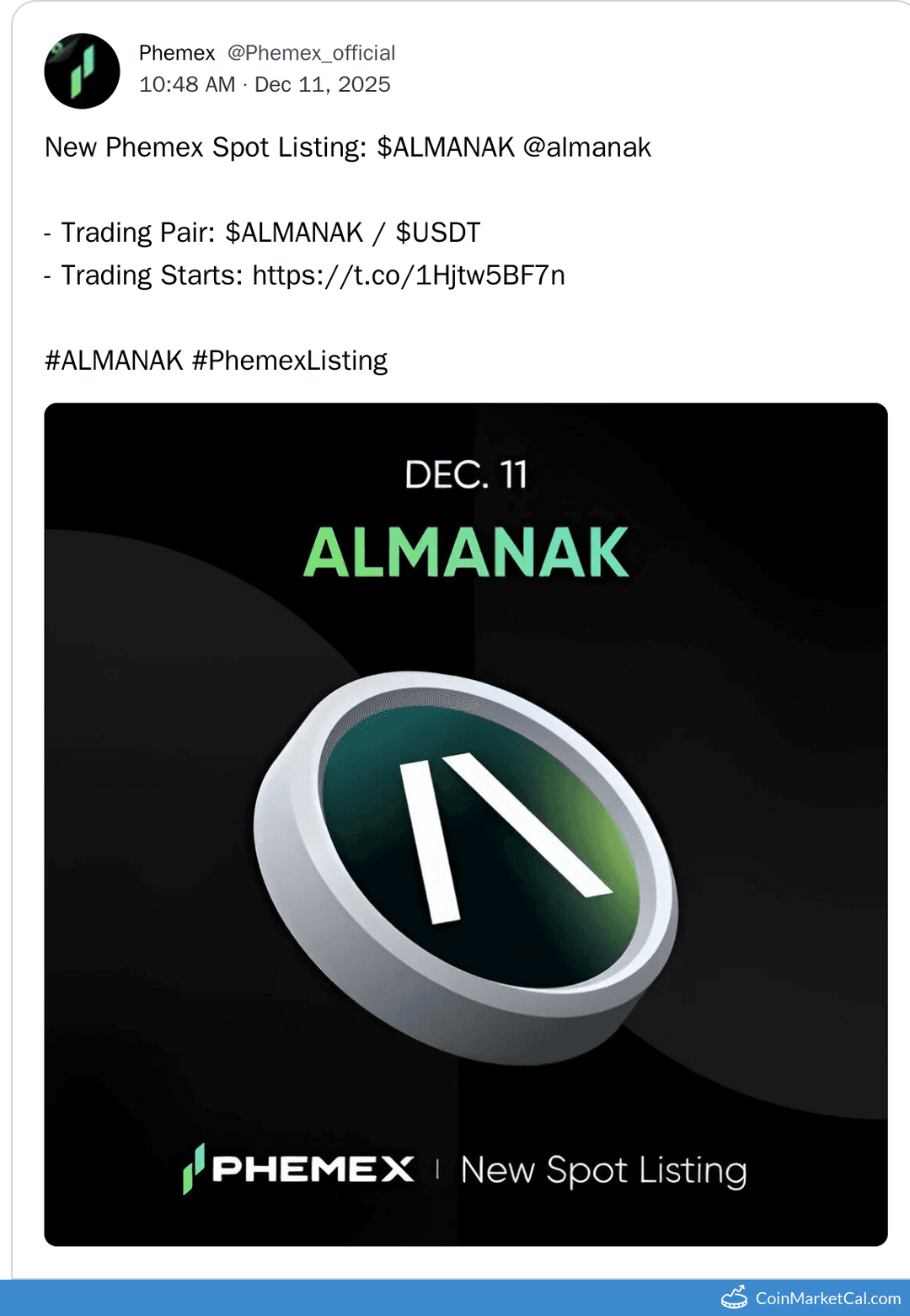 Phemex Listing of Almanak (ALMANAK)