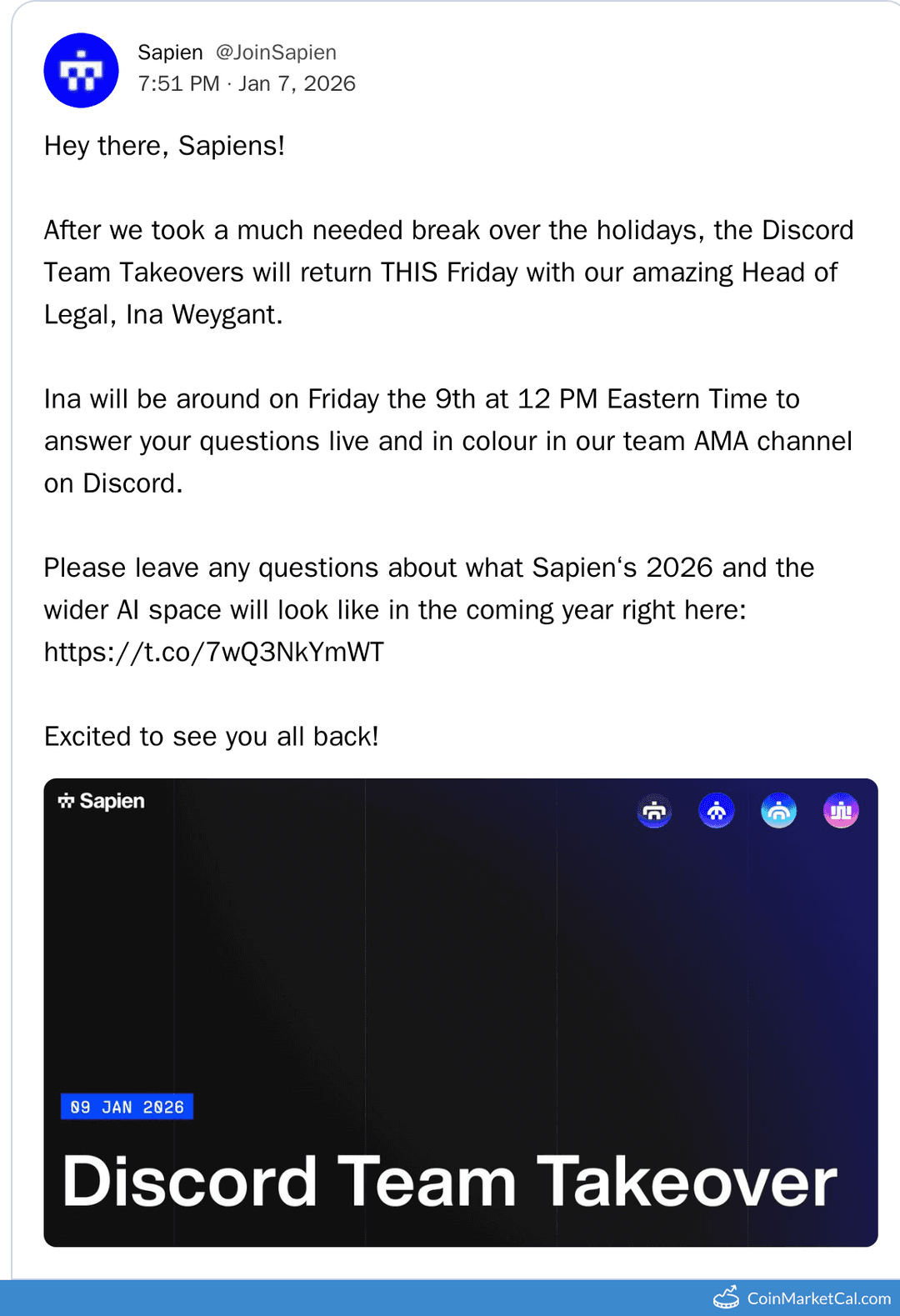 Sapien Discord Team Takeover AMA