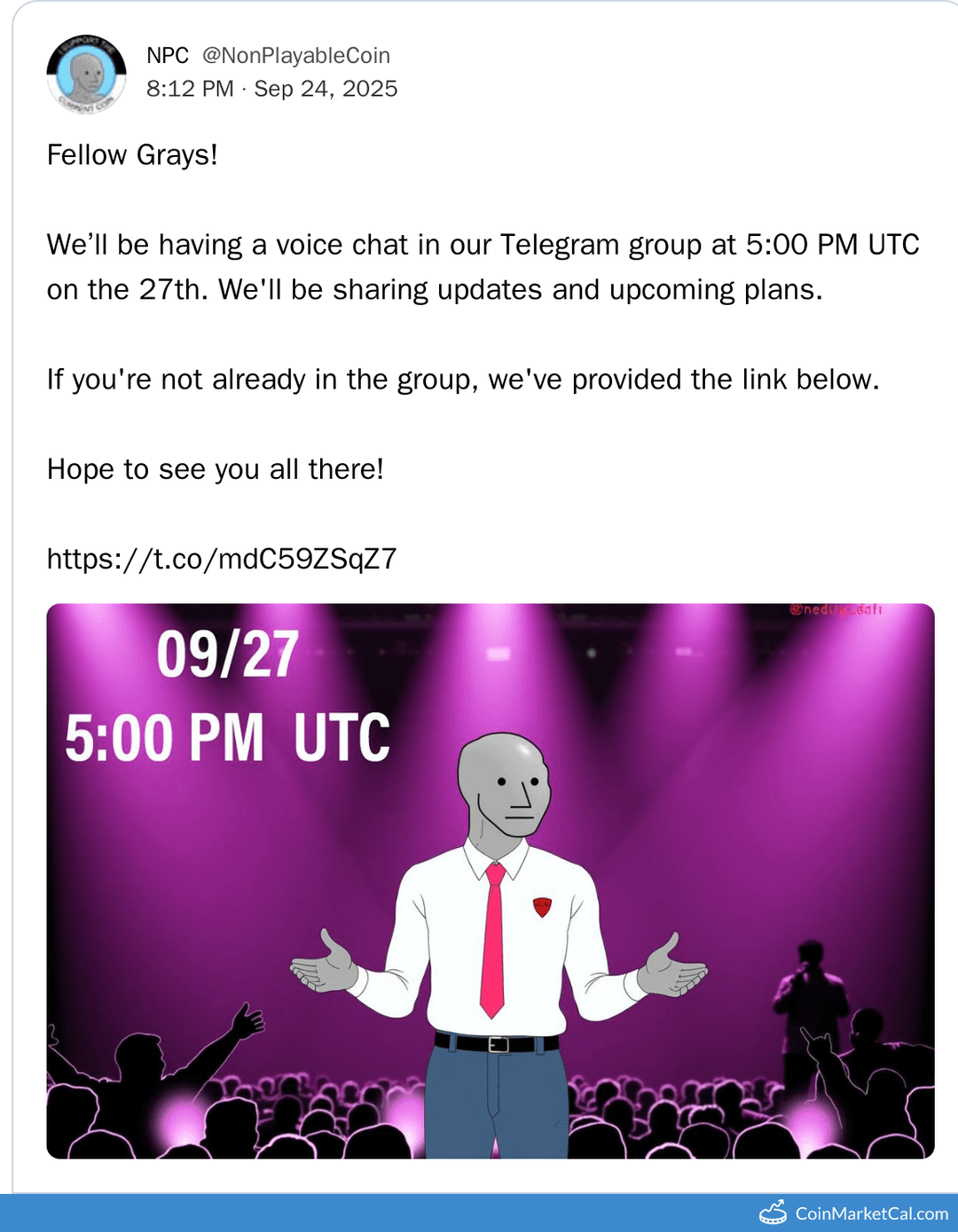 NonPlayable Coin (NPC) Telegram Voice Chat
