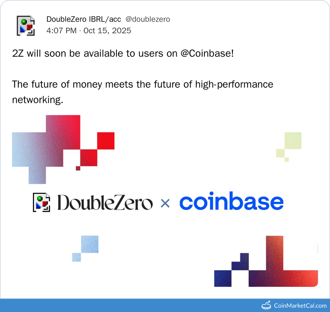 Coinbase Listing DoubleZero (2Z/USD) on Oct 16, 2025
