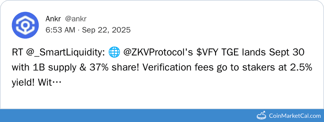 zkVerify (ZKVProtocol) $VFY Token Generation Event