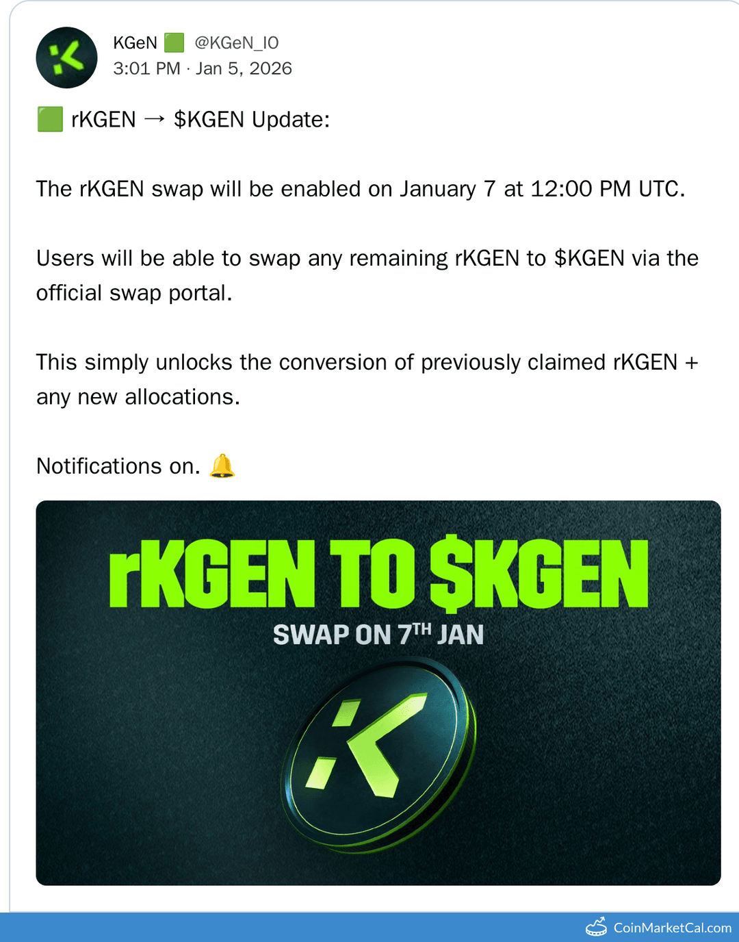 KGeN rKGEN Swap Opens