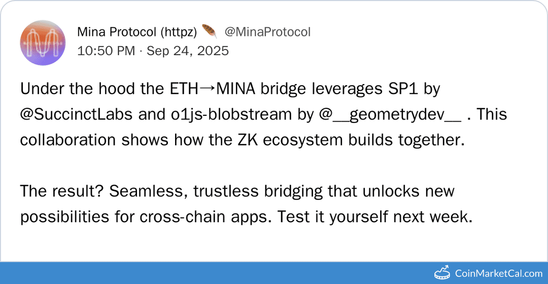 Mina Protocol ETH/MINA Bridge Testnet