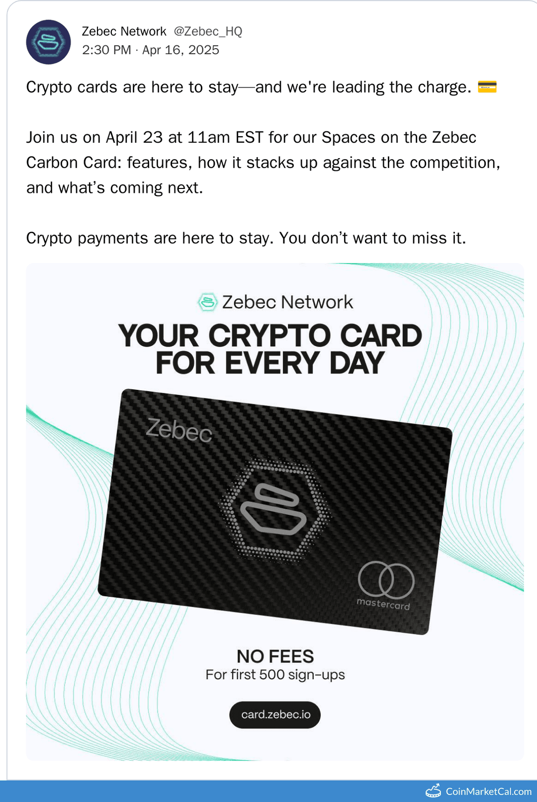 Zebec Network’s Carbon Card X Spaces