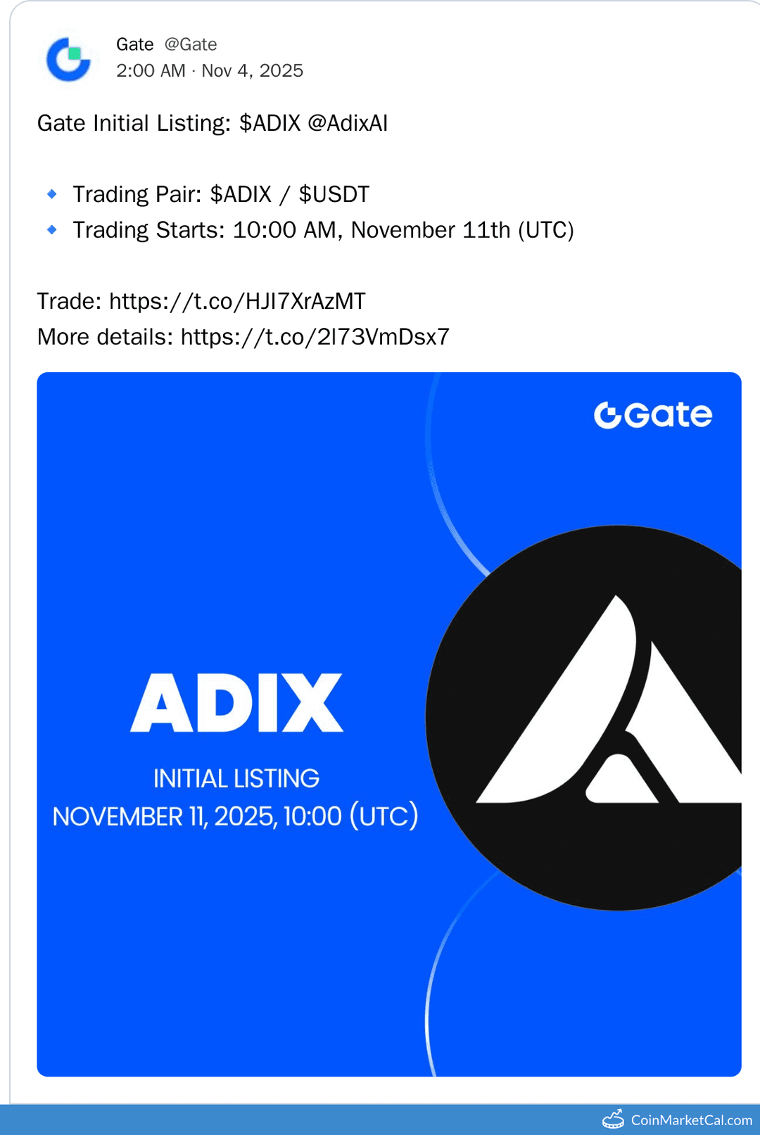 Gate.io Listing of Adix Token