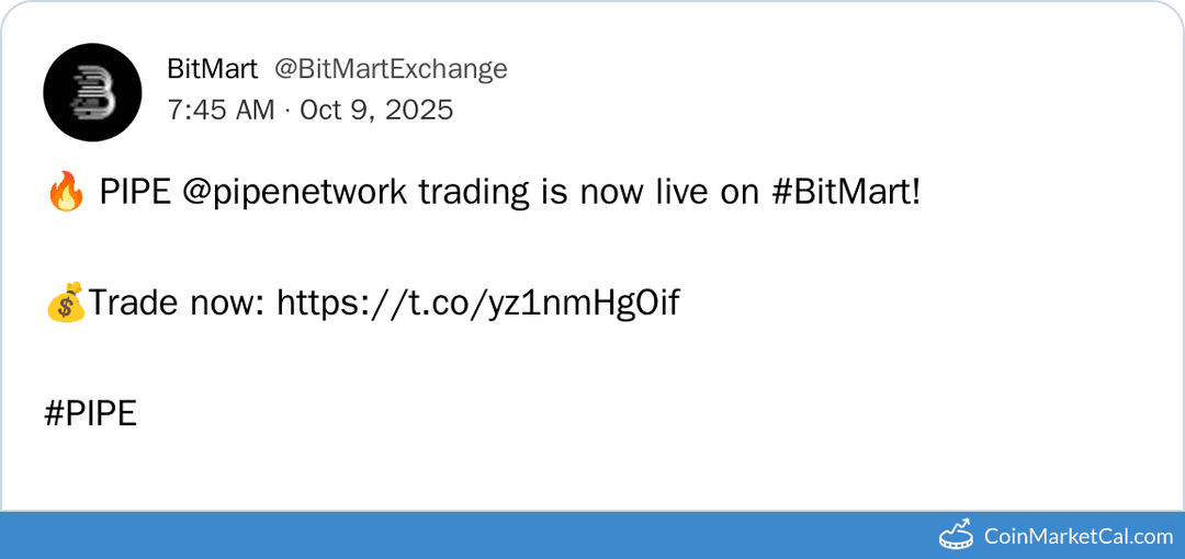 BitMart Listing Pipe Network PIPE/USDT