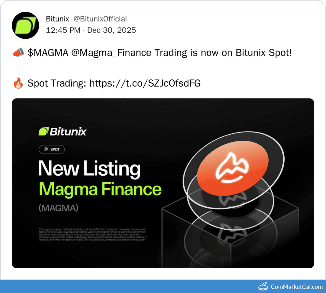Bitunix Listing of Magma Finance (MAGMA/USDT)