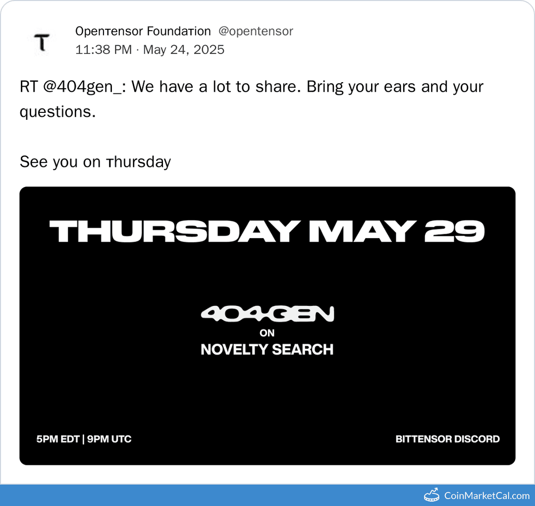 Bittensor 404—GEN Novelty Search Event