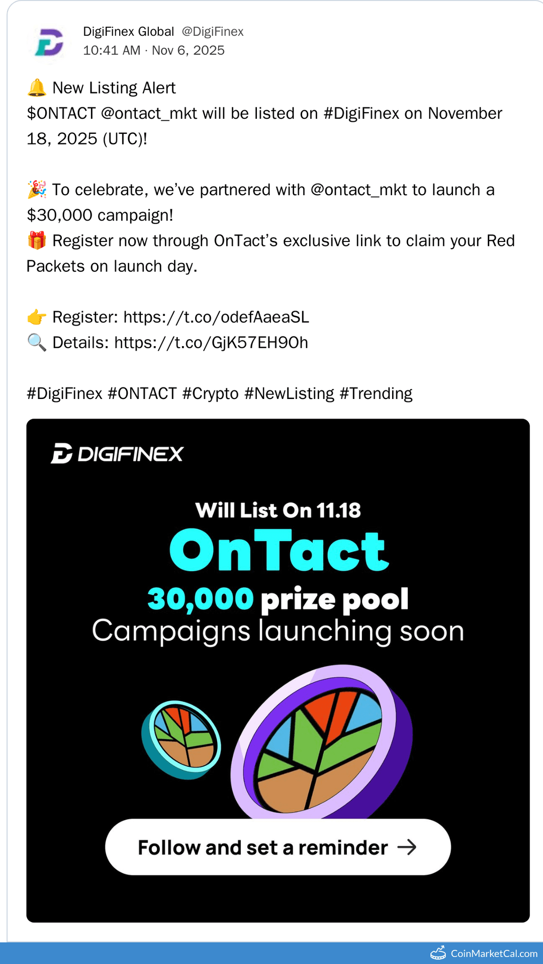 DigiFinex OnTact Listing