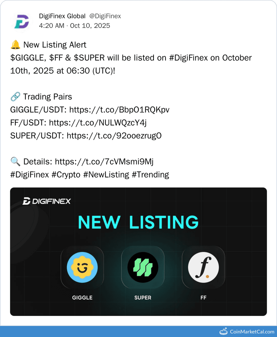 DigiFinex Falcon Finance Listing