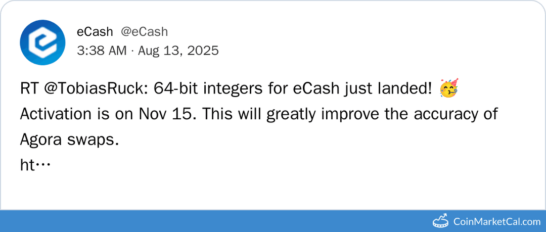 eCash 64-bit Integers Release