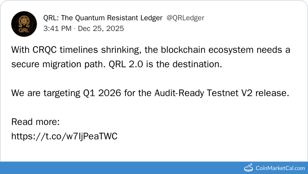 Quantum Resistant Ledger QRL 2.0 Testnet V2 Release