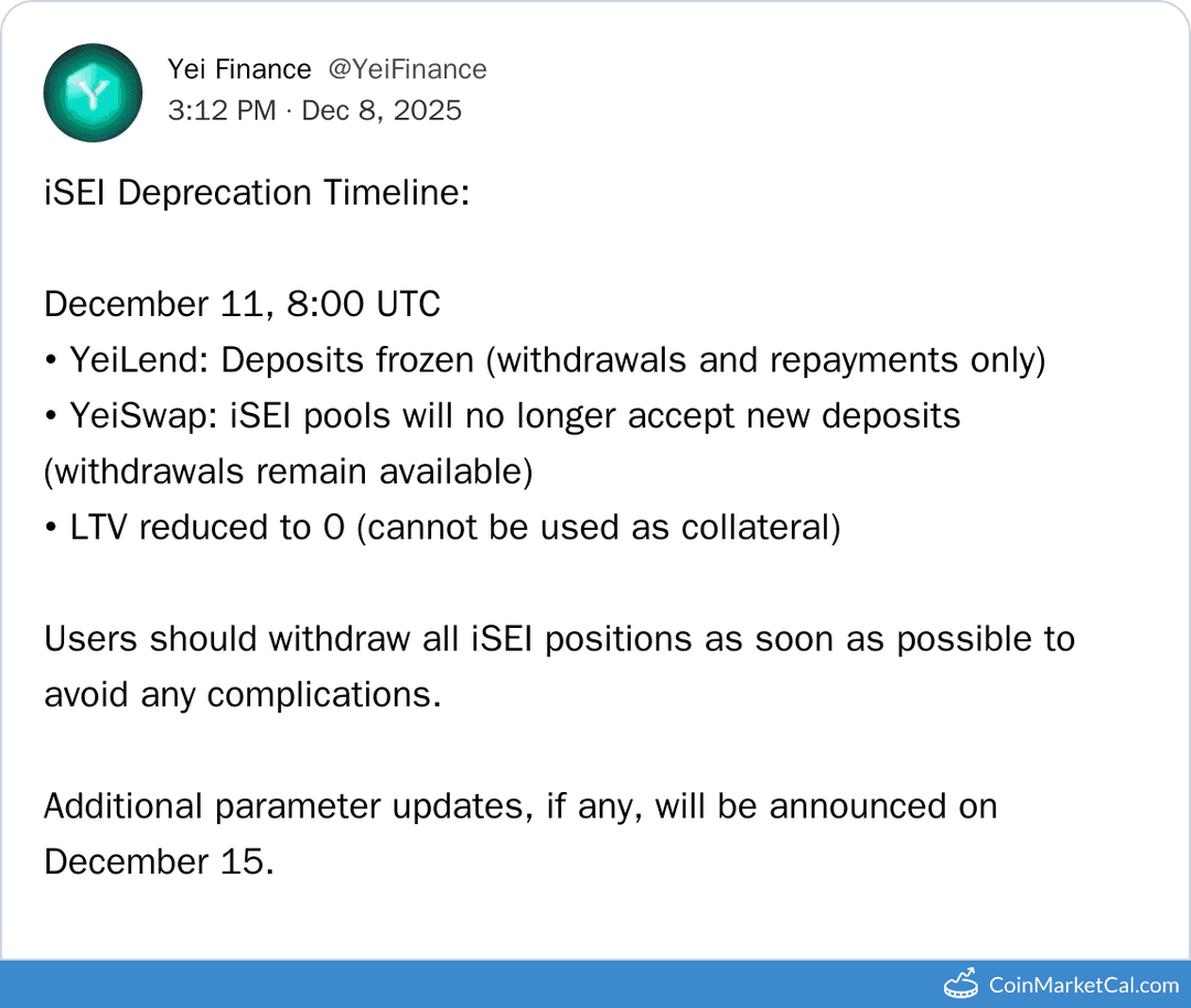Silo Staked SEI ISEI Deposits End
