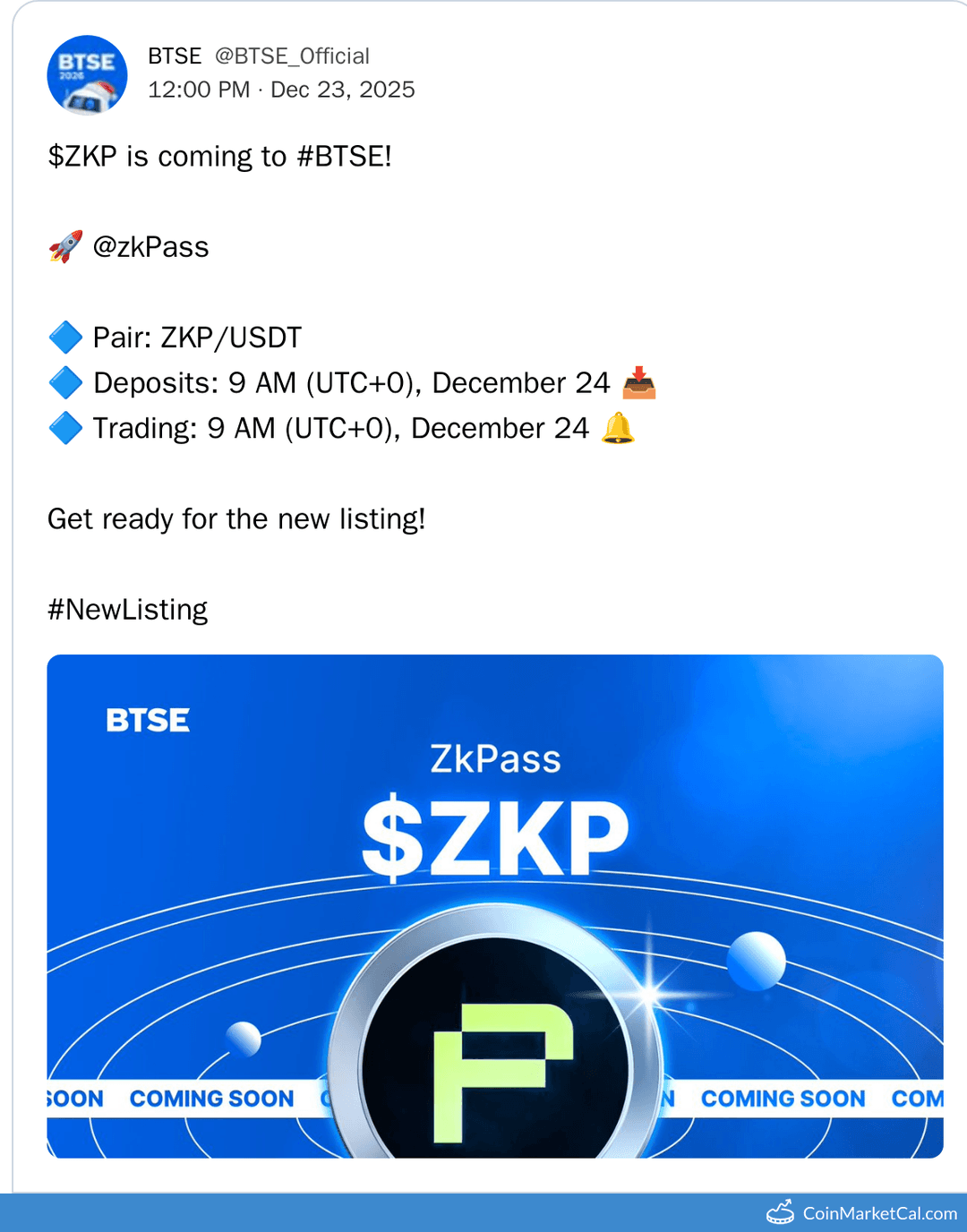 BTSE Listing of zkPass (ZKP) Token