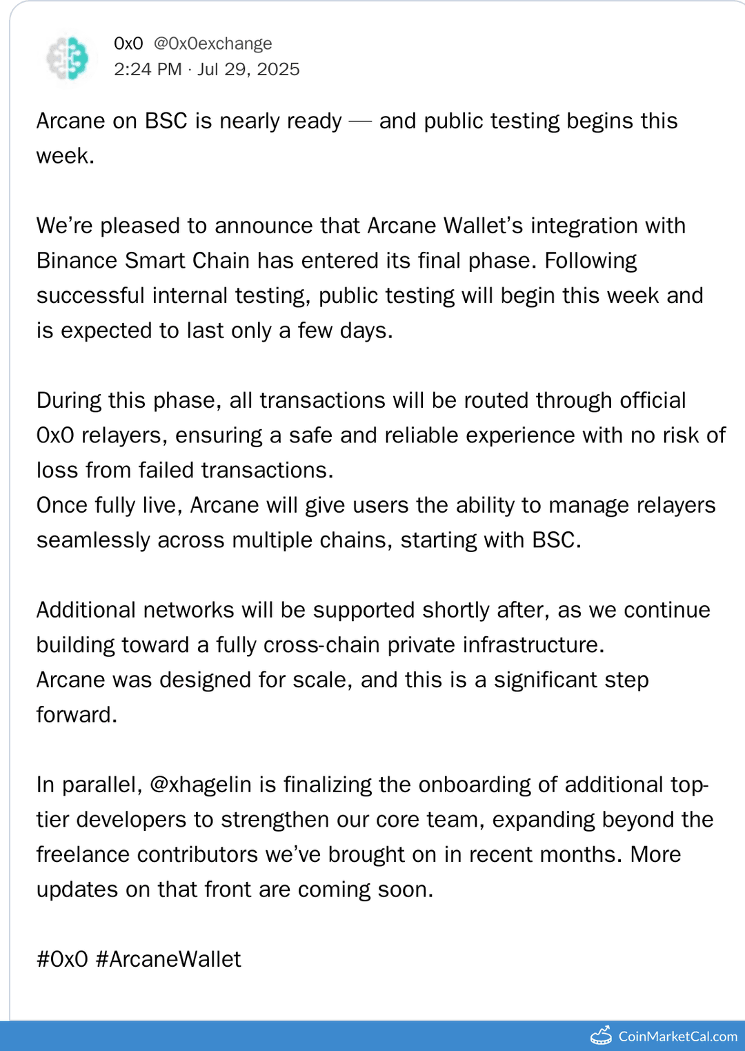 Arcane Wallet Public Testing Launch