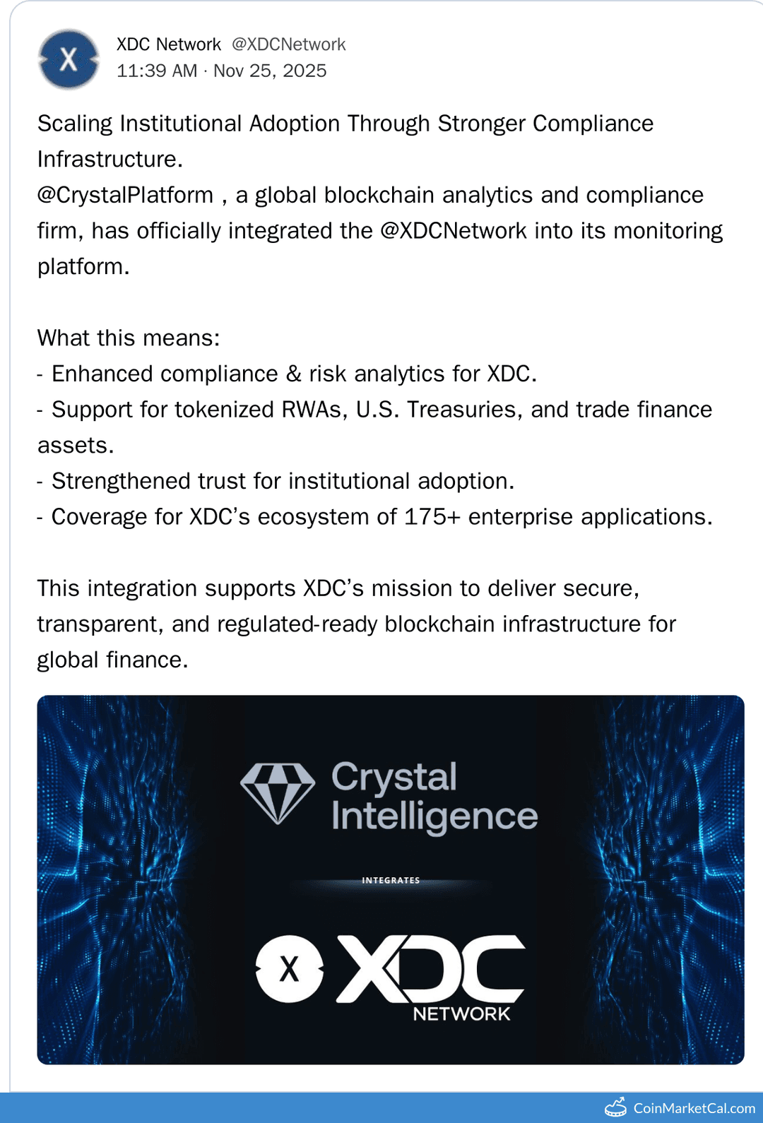 XDC Network Crystal Intelligence Partnership