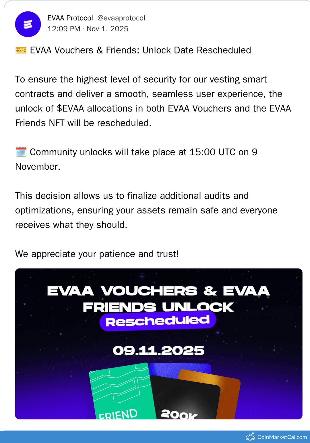 EVAA Protocol Community Unlocks