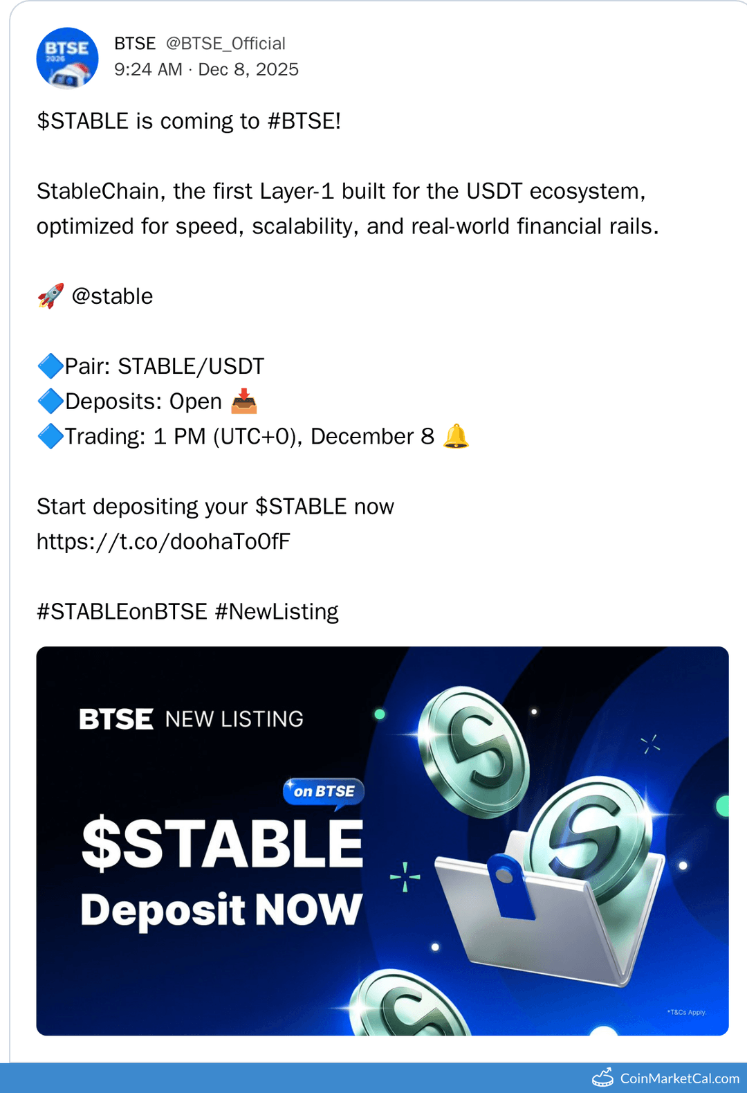 BTSE Listing of Stable Token