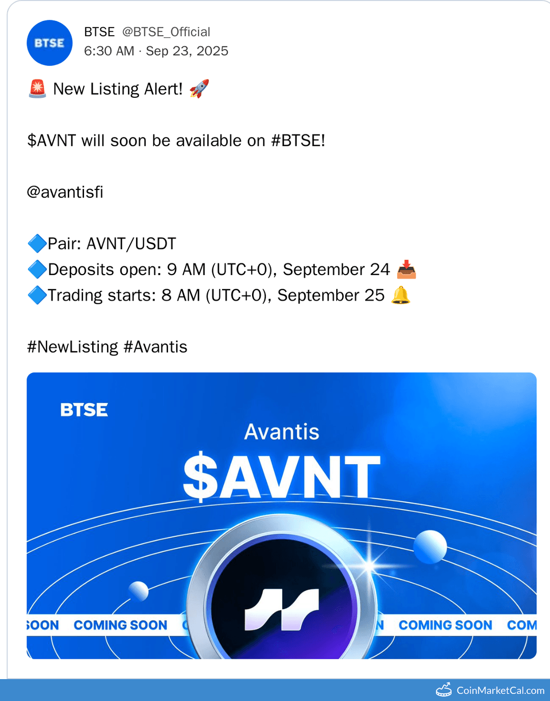 BTSE Listing Avantis (AVNT)