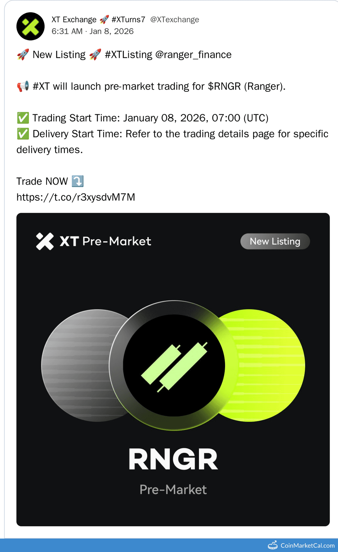 XT.COM Listing of Ranger (RNGR)