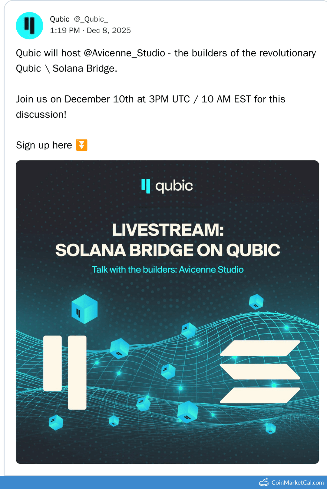 Qubic Avicenne Studio Call on Dec 10