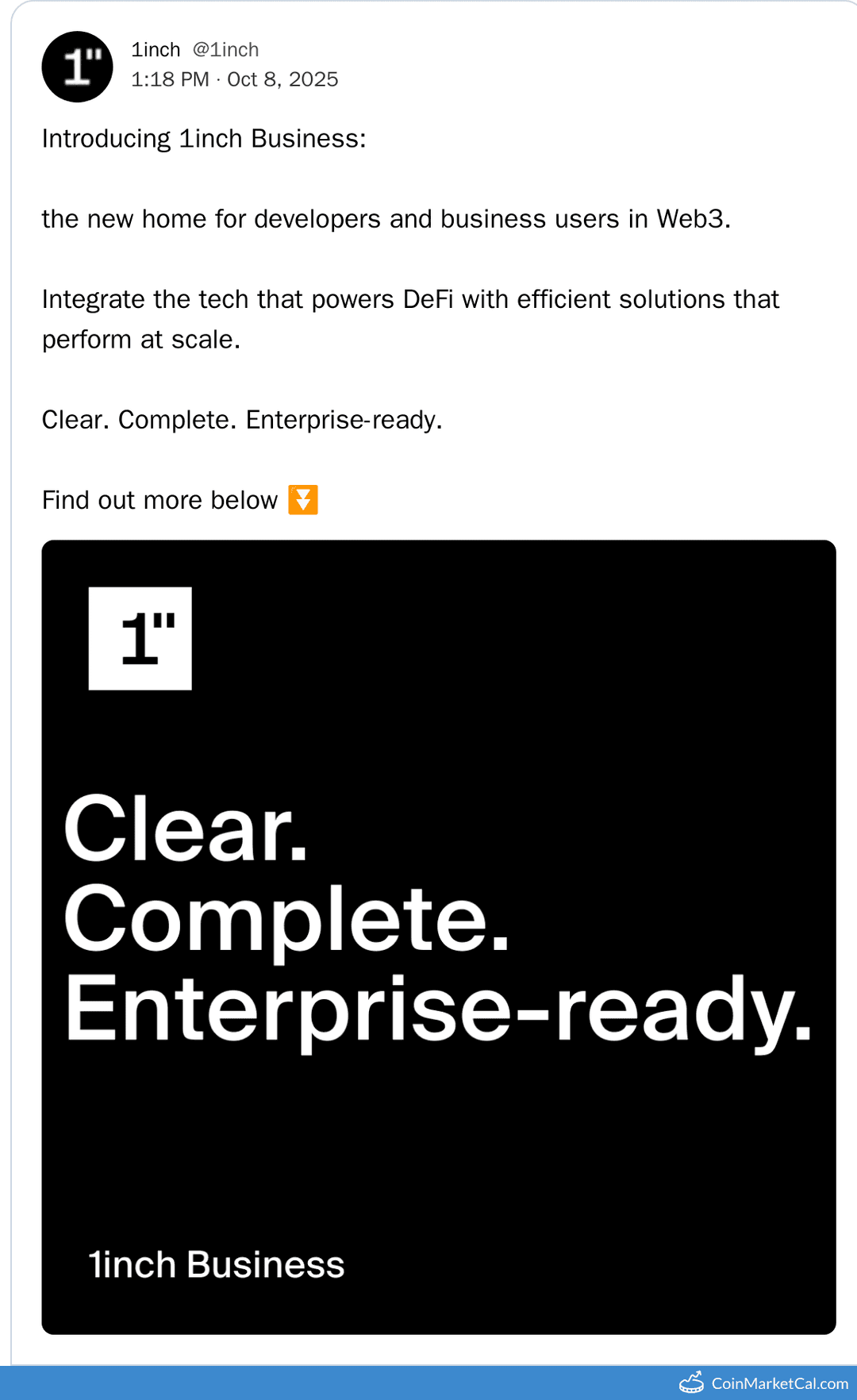 1inch Business Launch - October 8, 2025