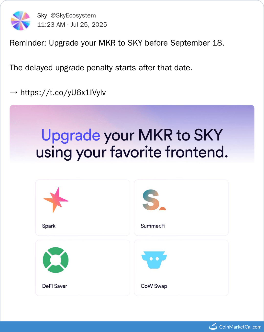 SKY Token Upgrade Deadline