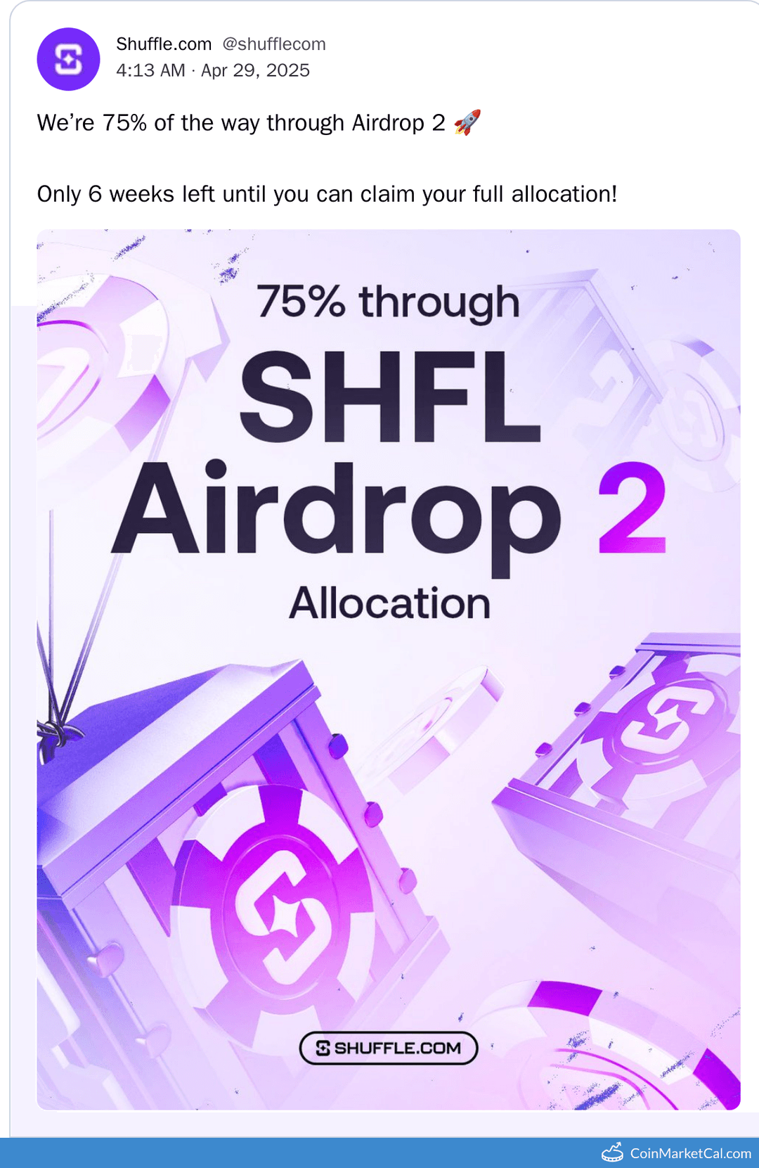 SHFL Airdrop 2 Claim Deadline