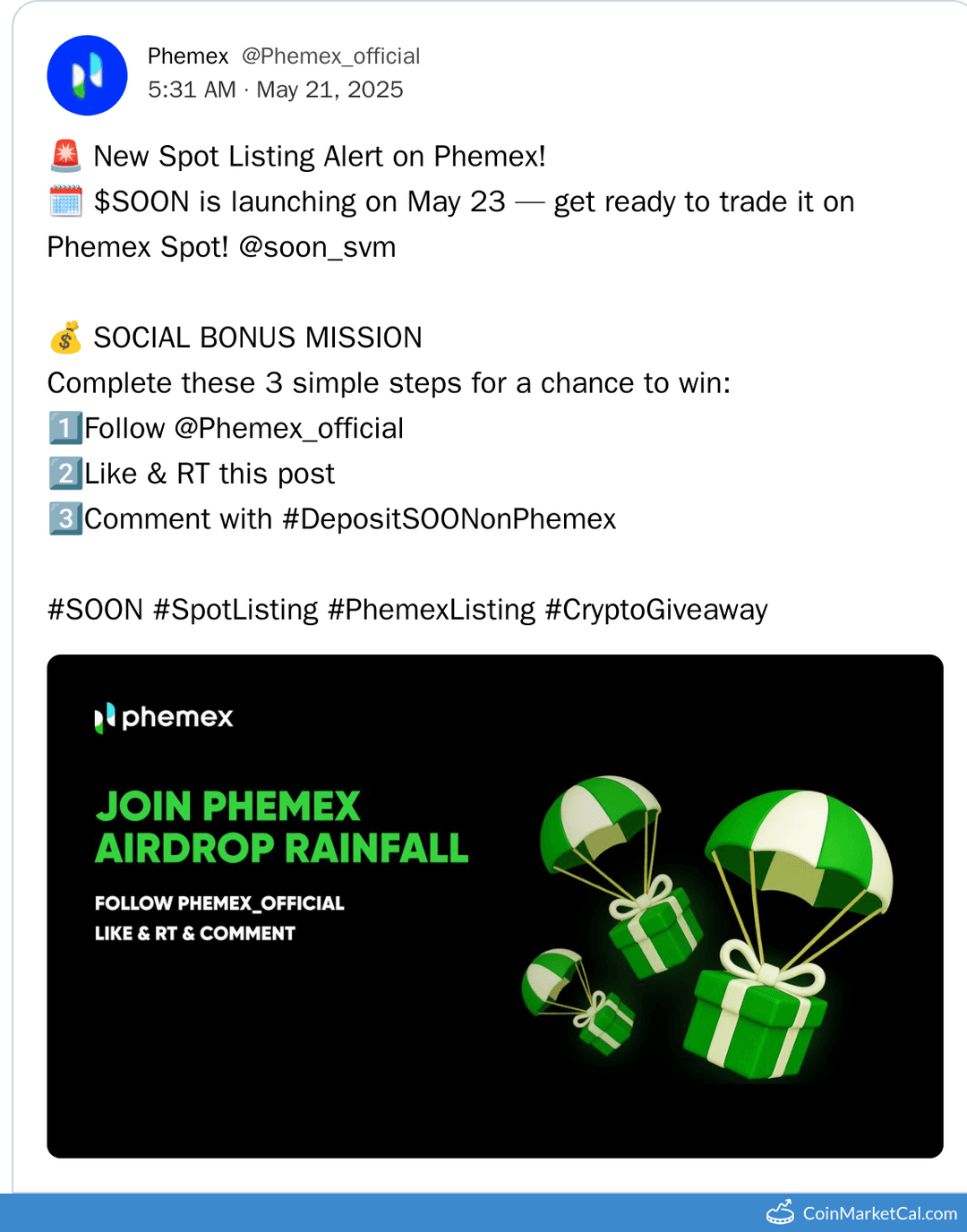 SOON ecosystem (SOON) Listing on Phemex