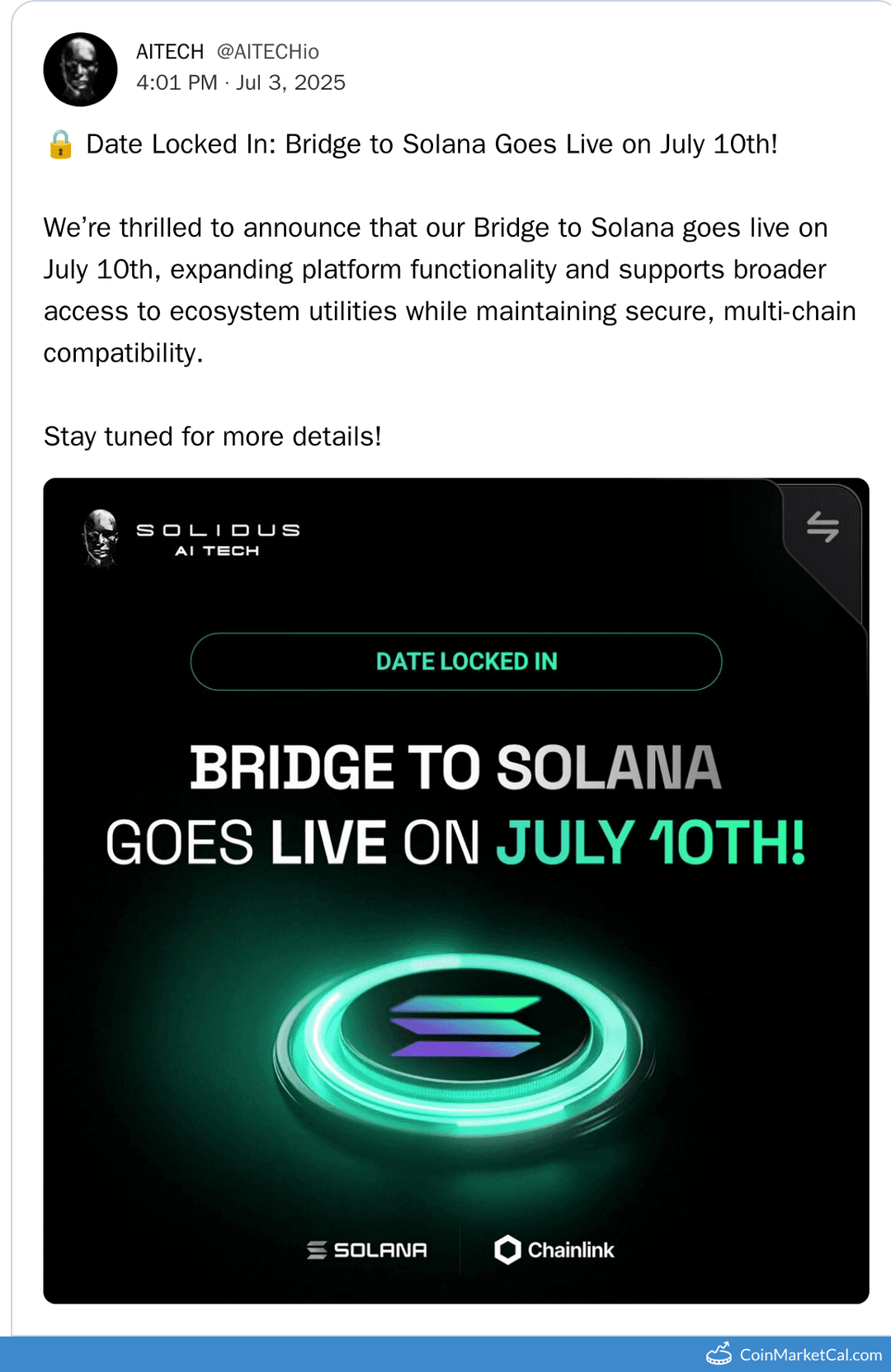 AITECH Bridge to Solana Goes Live