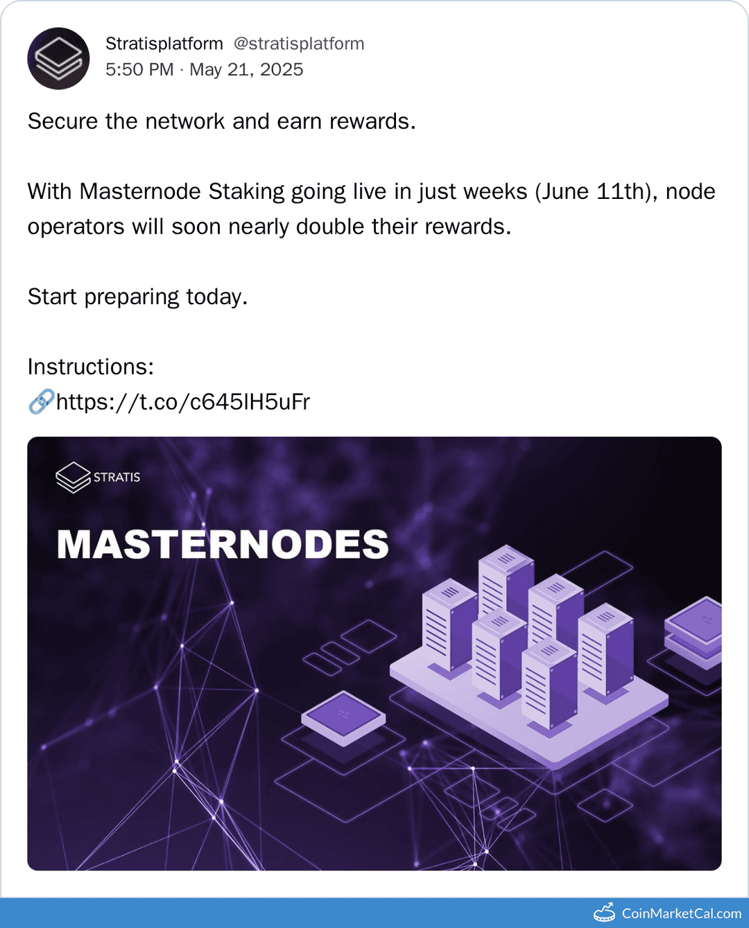 Stratis Masternode Staking Launch