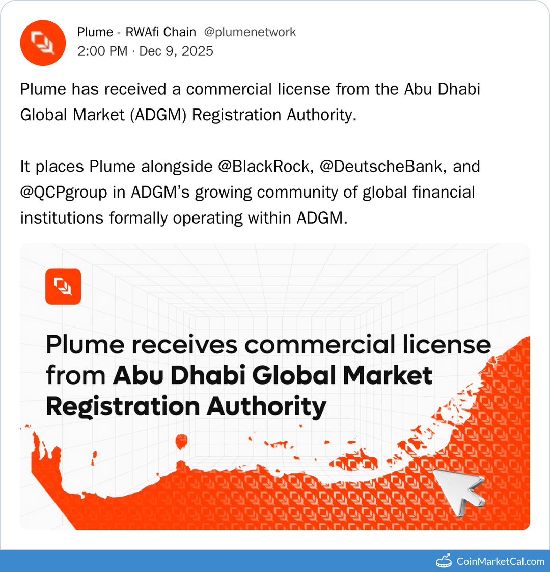 Plume ADGM License Granted
