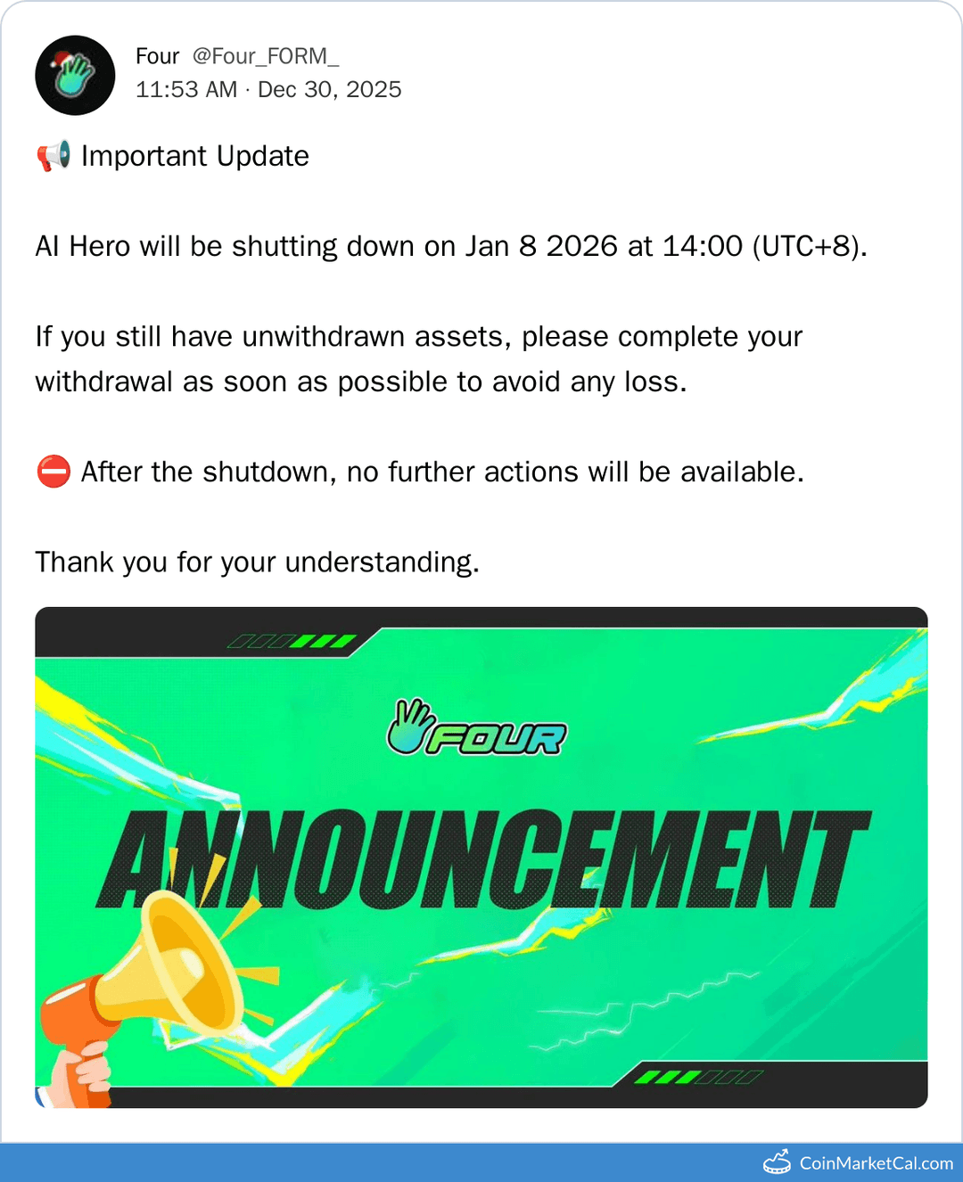 Four AI Hero Shutdown