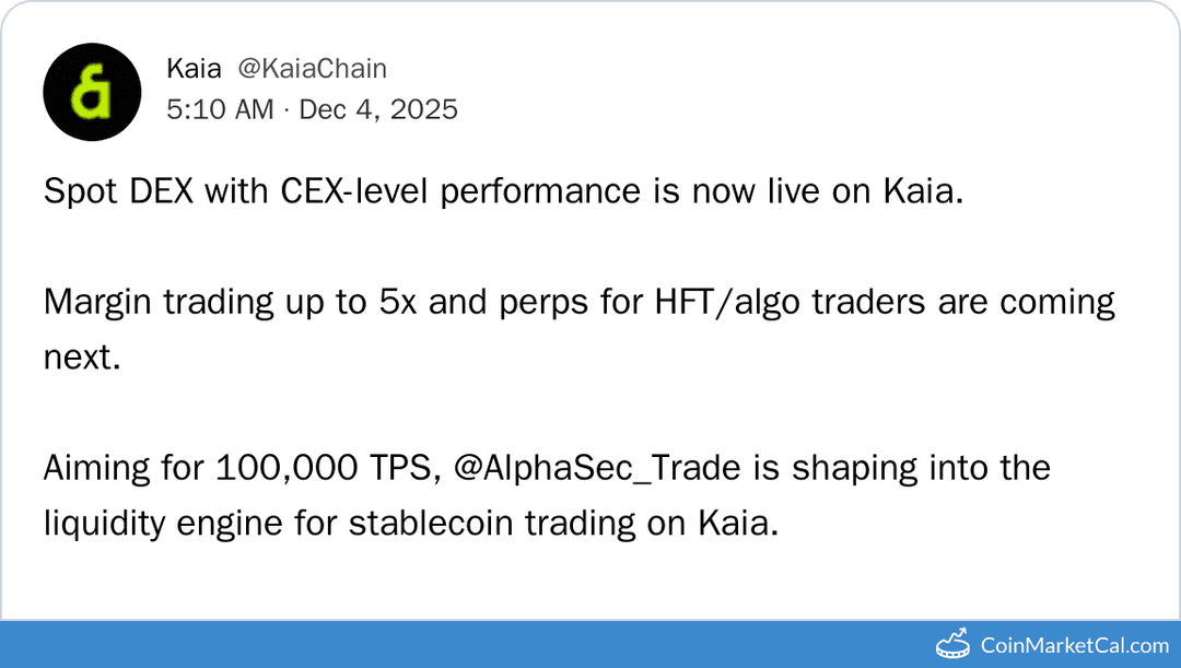 Kaia Integration of AlphaSec. Exchange