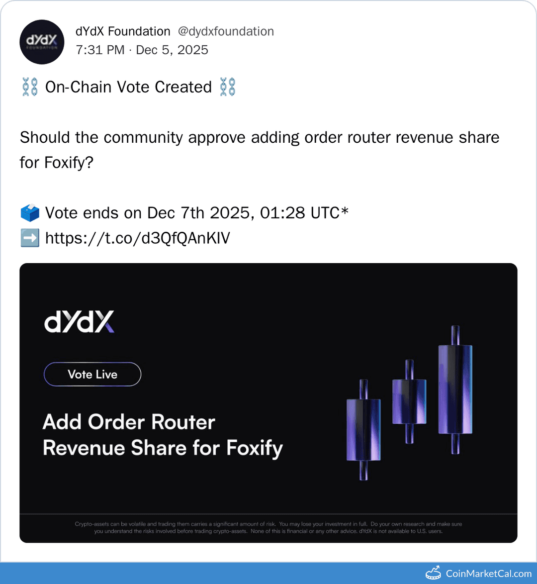 dYdX Prop #322 Vote on Foxify Revenue Share