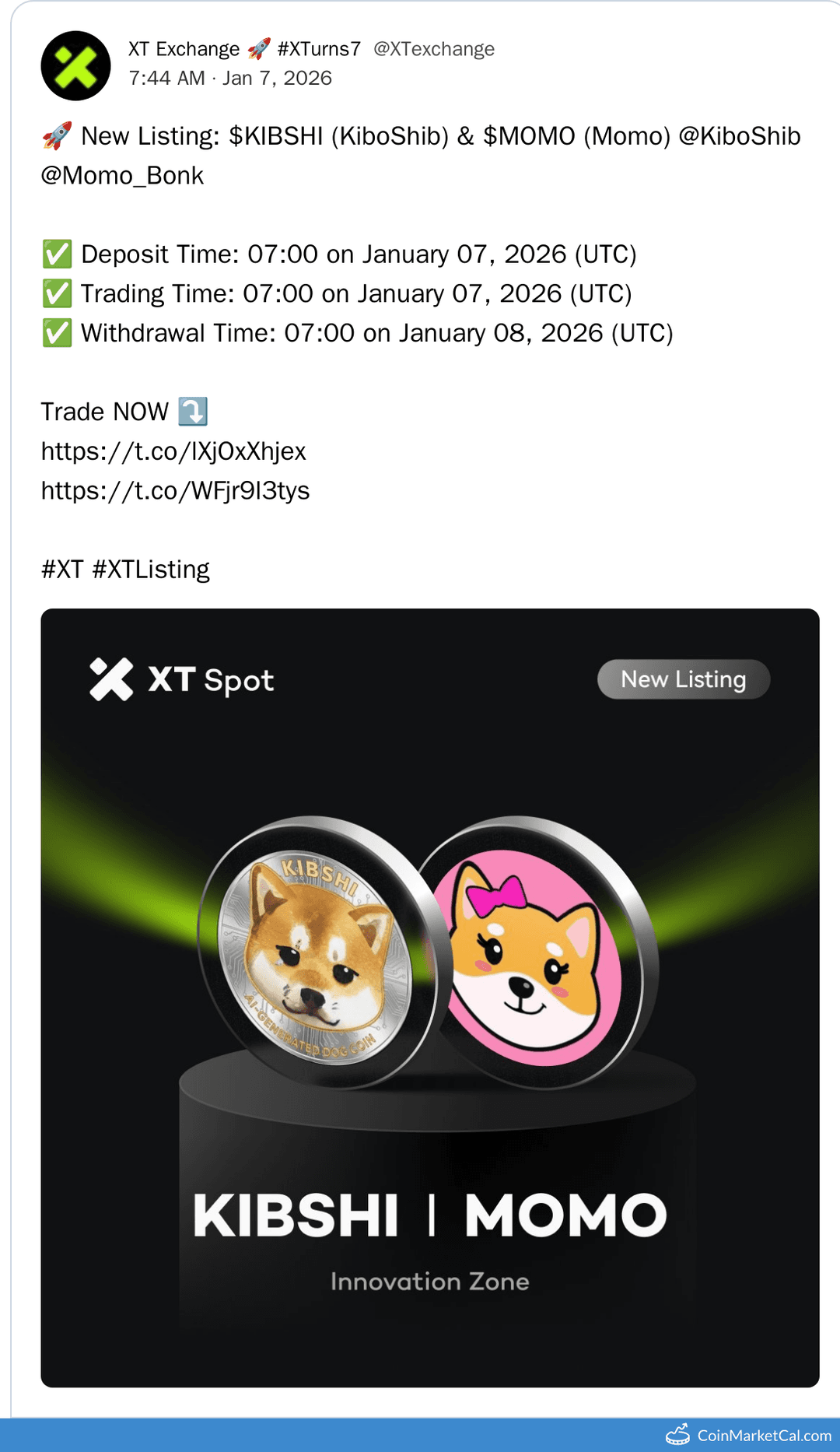 XT.COM Listing of Kibo Shib and Momo with USDT Pair