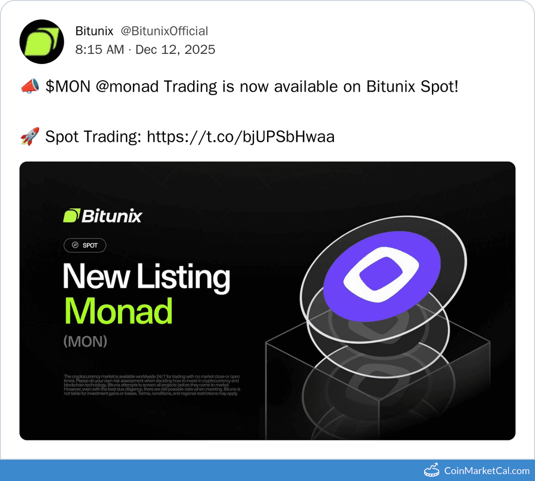 Bitunix Listing Monad with MON/USDT Pair
