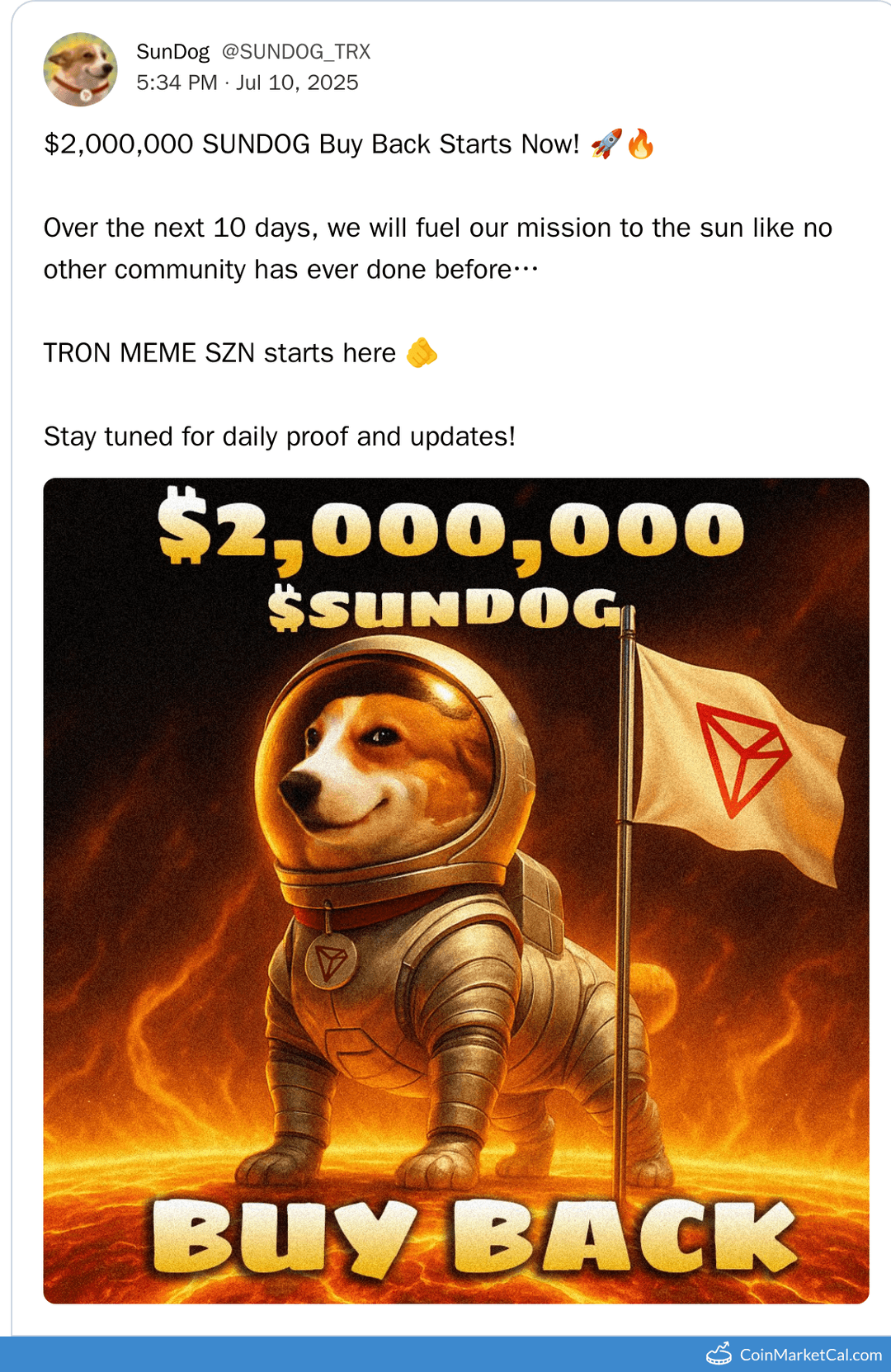 $SUNDOG $2M Token Buyback Event