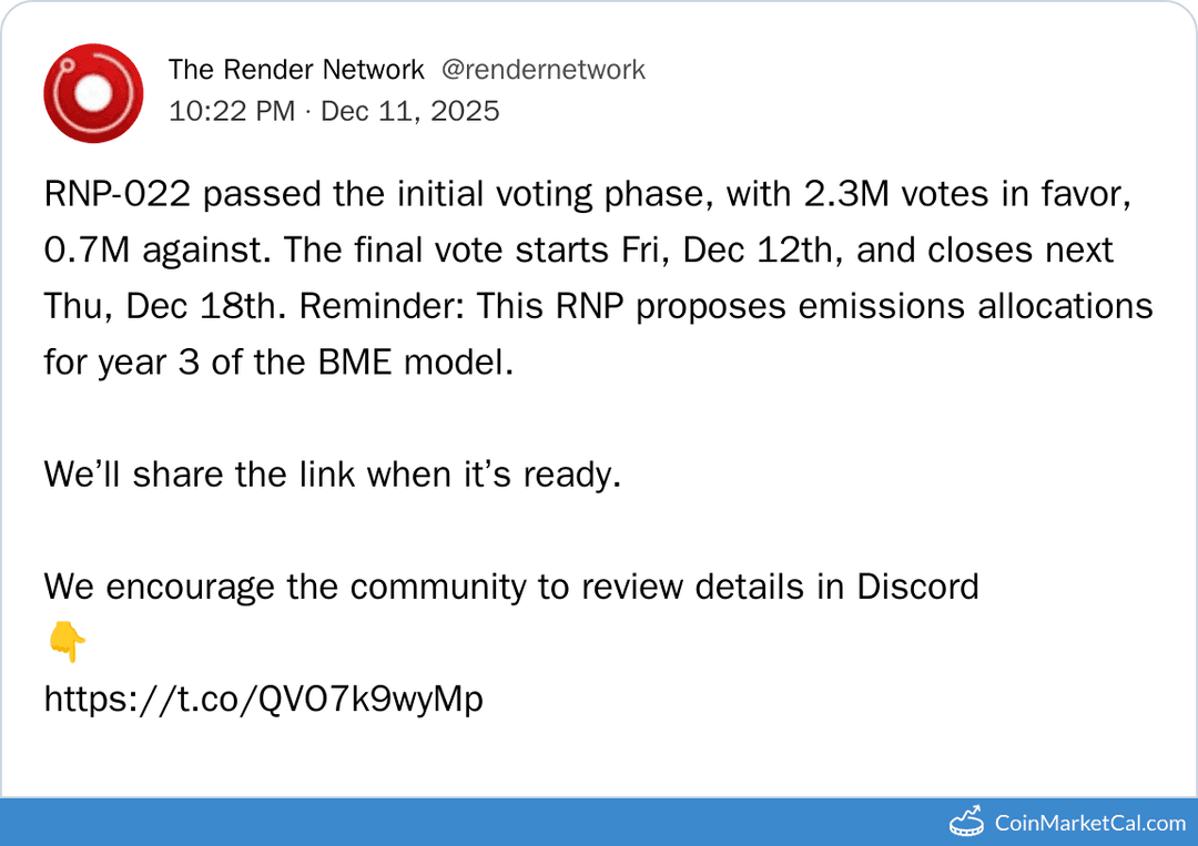 Render Network RNP-022 Final Vote