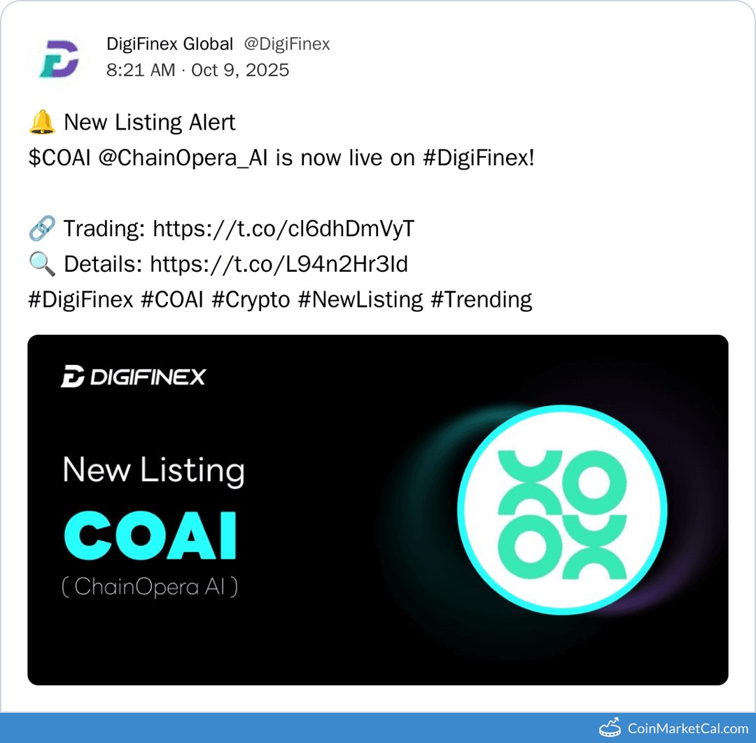 DigiFinex Listing ChainOpera AI