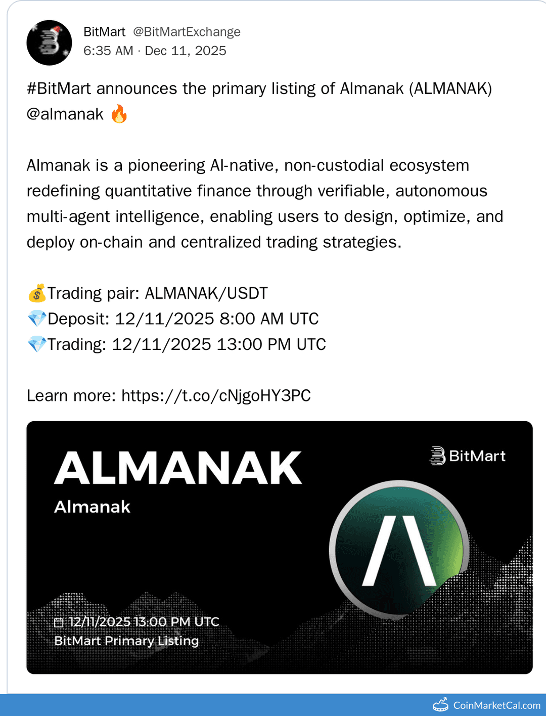 BitMart Listing Almanak (ALMANAK)
