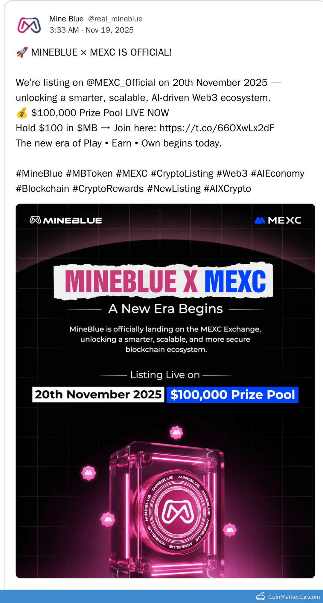 Mine Blue (MB) MEXC Listing