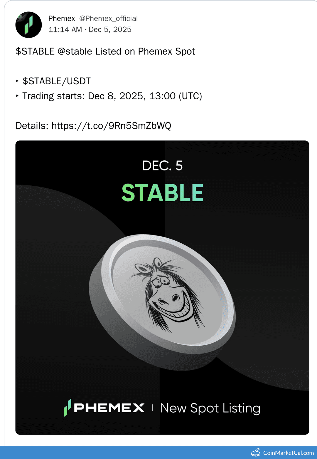 Phemex Listing of Stable Token