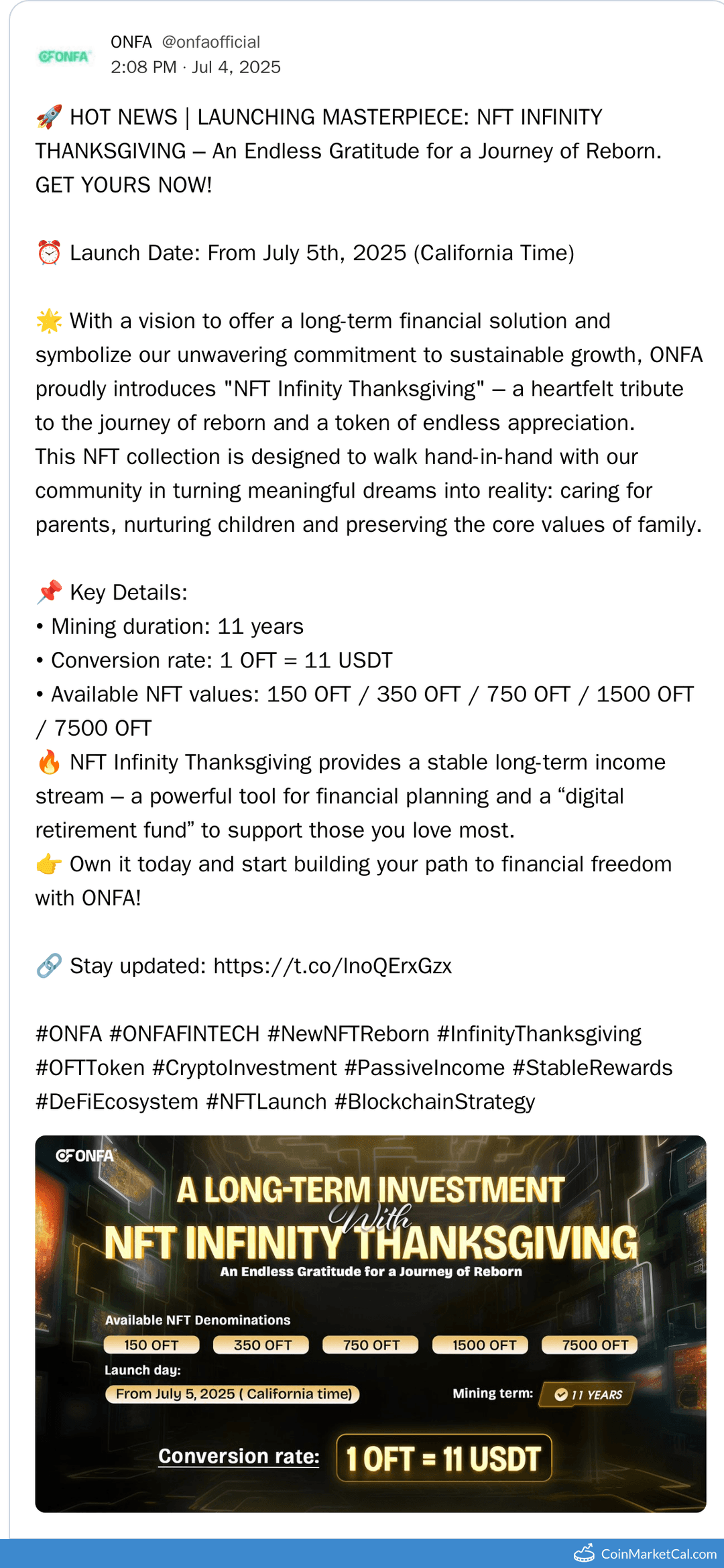 NFT Infinity Thanksgiving Launch