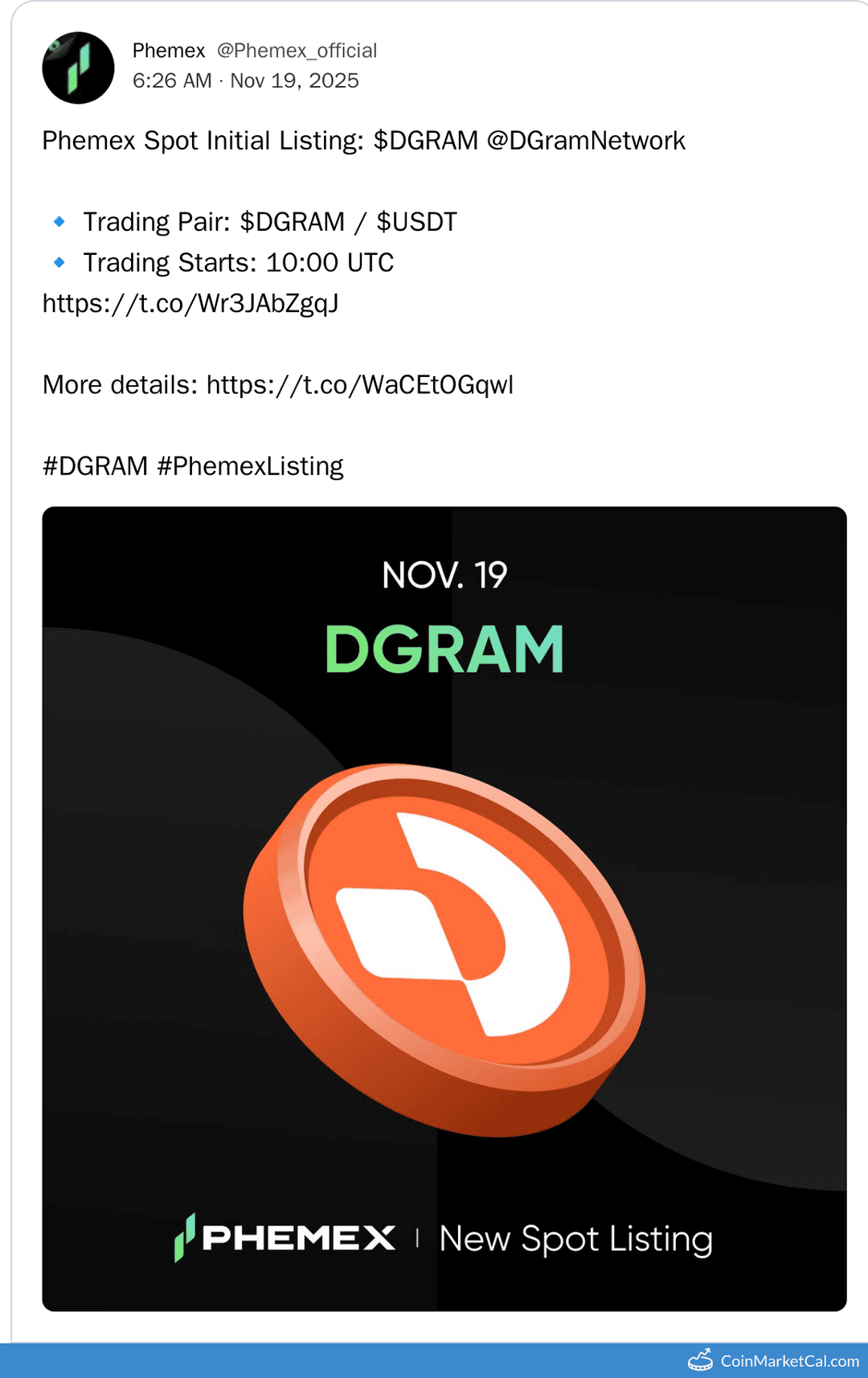 Phemex Listing Datagram Network (DGRAM)