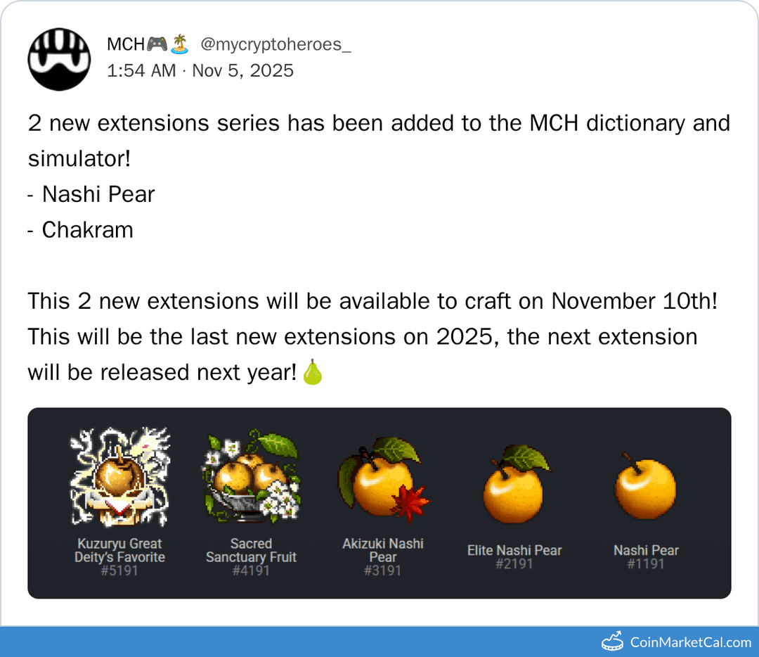 Nashi Pear & Chakram Extensions Release by My Crypto Heroes