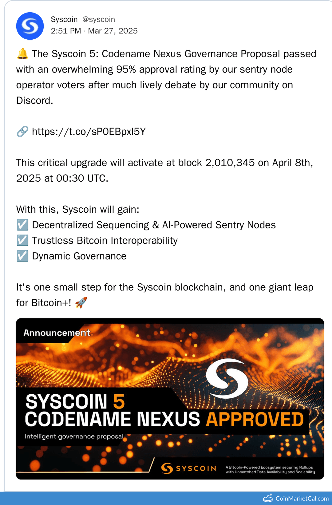 Syscoin Nexus Upgrade